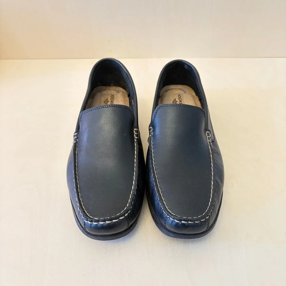 Dockers Montclair Loafers Mens 9.5 Black Full Grain Leather Memory Foam Preppy